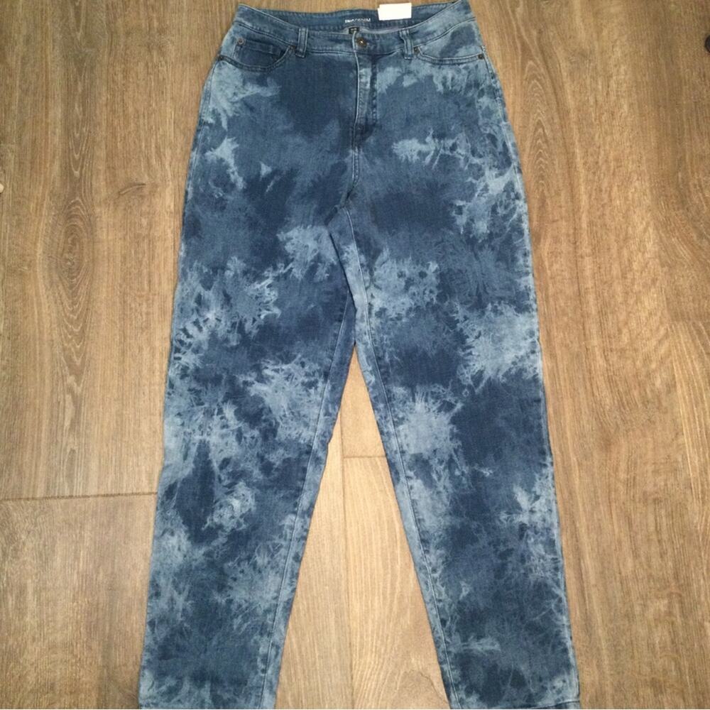NEW INC Tapered High Rise Ankle Jean acid wash Blue 10